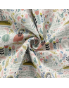 Tissu imprimé enfantin printemps - 280 cm de large - Fond blanc