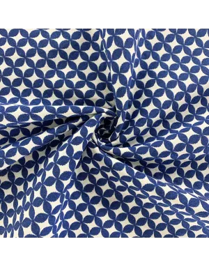 Tissu Jacquard etoiles blanche - 280 cm de large - Fond bleu marine
