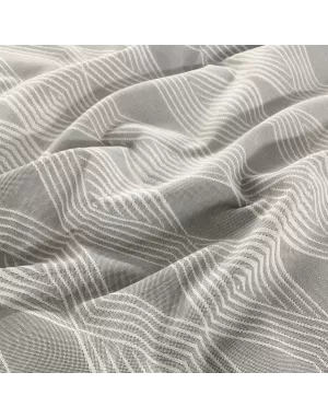 Tissu Jacquard ligne losange - 280 cm de large - Blanc / Gris clair