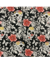 Tissu Jacquard têtes de mort Fleuris - 140 cm de large - Fond noir
