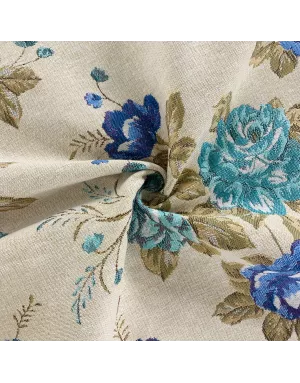 Tissu jacquard Fleurs - 280 cm de large - Fond beige