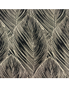 Tissu jacquard Grande feuilles - 140 cm de large - Noir / Blanc