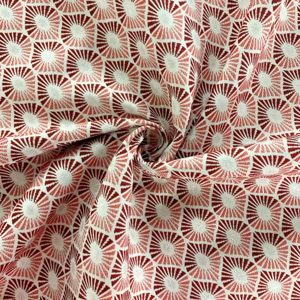 Tissu jacquard forme géométrique - 140cm de large - Rose / Rouge Tissu jacquard forme géométrique - 140cm de large - Rose / Rouge