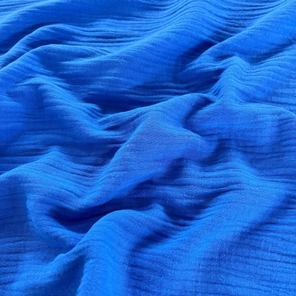 Tissu Double gaze - Uni - Bleu roi