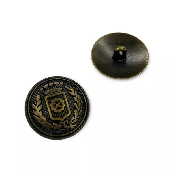 Bouton métallique à queue - Blason - Bronze - 22mm