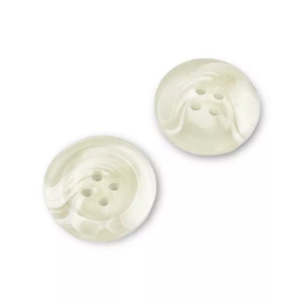 Bouton polyester 20 mm- Blanc moucheté - 4 trous