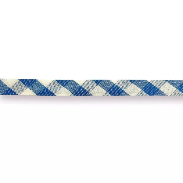 Biais Vichy pré-plié - Bleu / Blanc - 1.5 cm de large