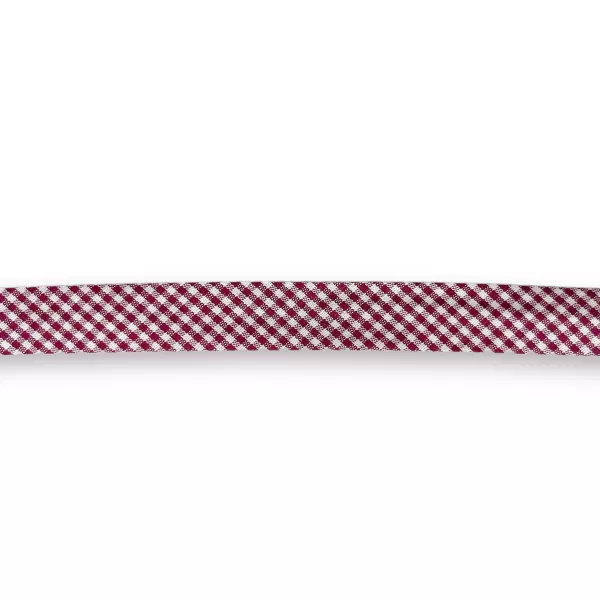 Biais vichy - Rouge cerise / Blanc - 1.5 cm de large Biais vichy - Rouge cerise / Blanc - 1.5 cm de large