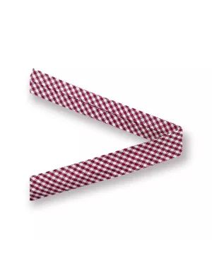 Biais vichy - Rouge cerise / Blanc - 1.5 cm de large