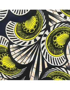 Tissu Wax - Ovale or et noir