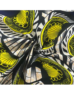 Tissu Wax - Ovale or et noir