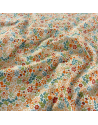 Popeline imprimé - Fleure orange / Bleu