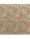 Popeline imprimé - Fleure orange / Bleu