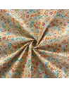 Popeline imprimé - Fleure orange / Bleu