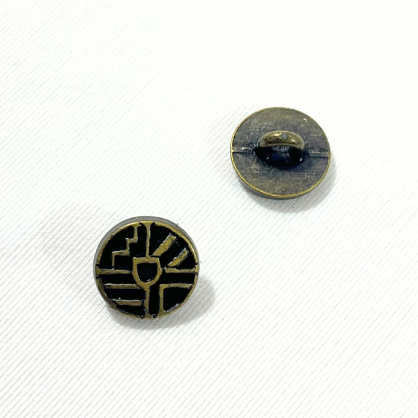 Bouton métallique - Bronze géométrique - 13mm