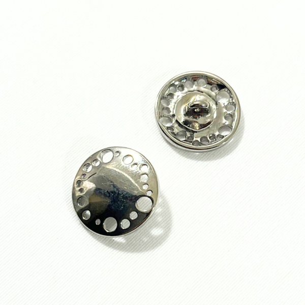Bouton métallique - Argent à trou - 23mm