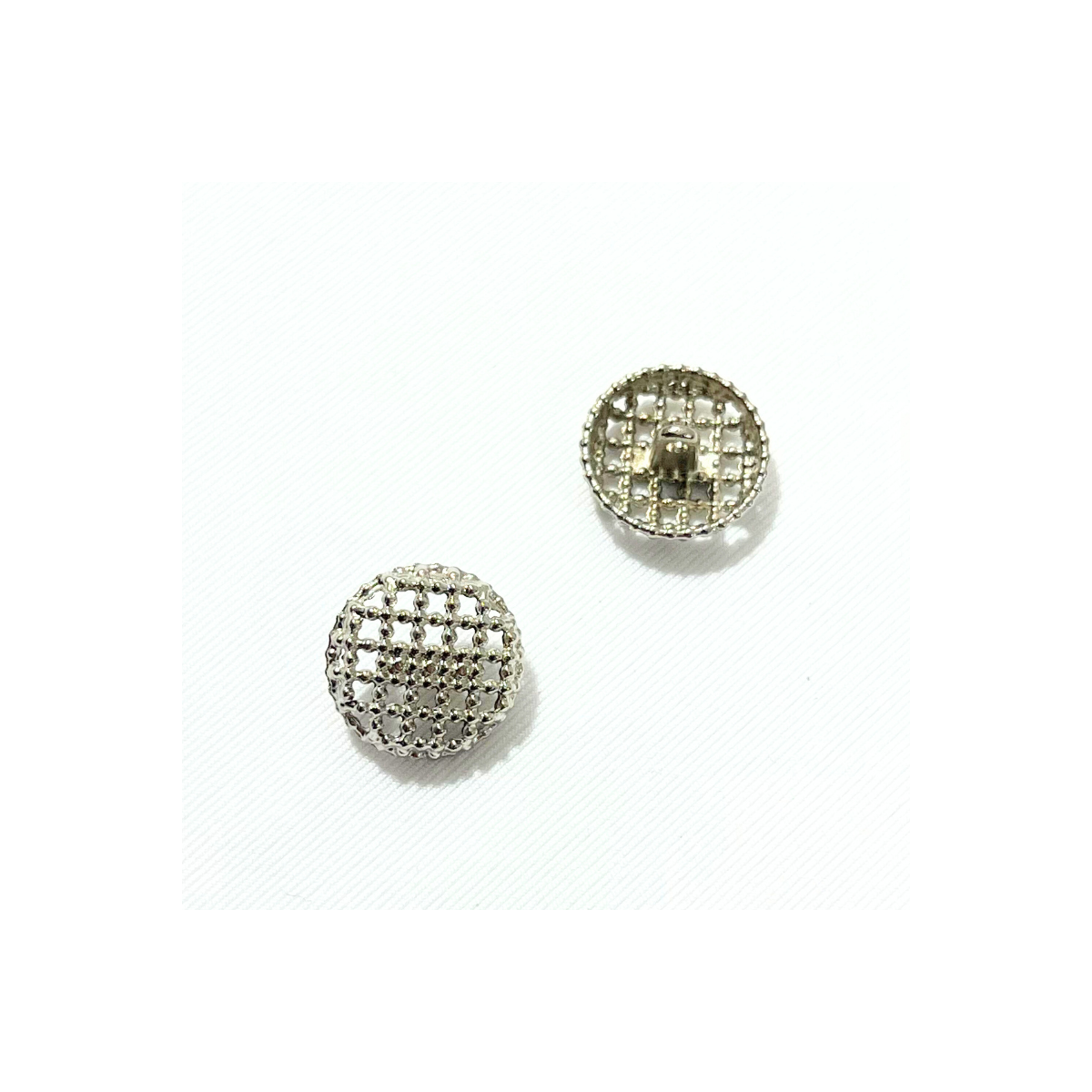 Bouton métallique - Argent quadrillé - 15mm