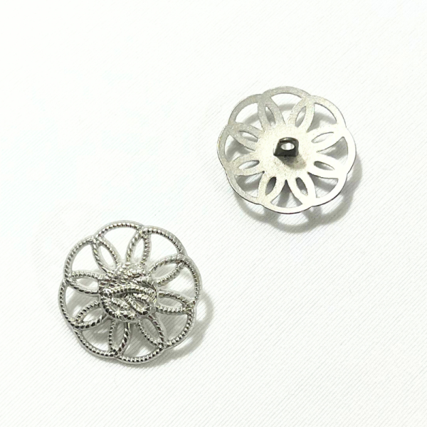 Bouton métallique - Argent rosace - 22mm
