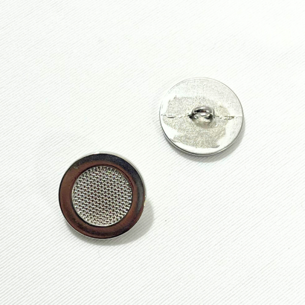 Bouton métallique - Argent quadrillé - 20mm