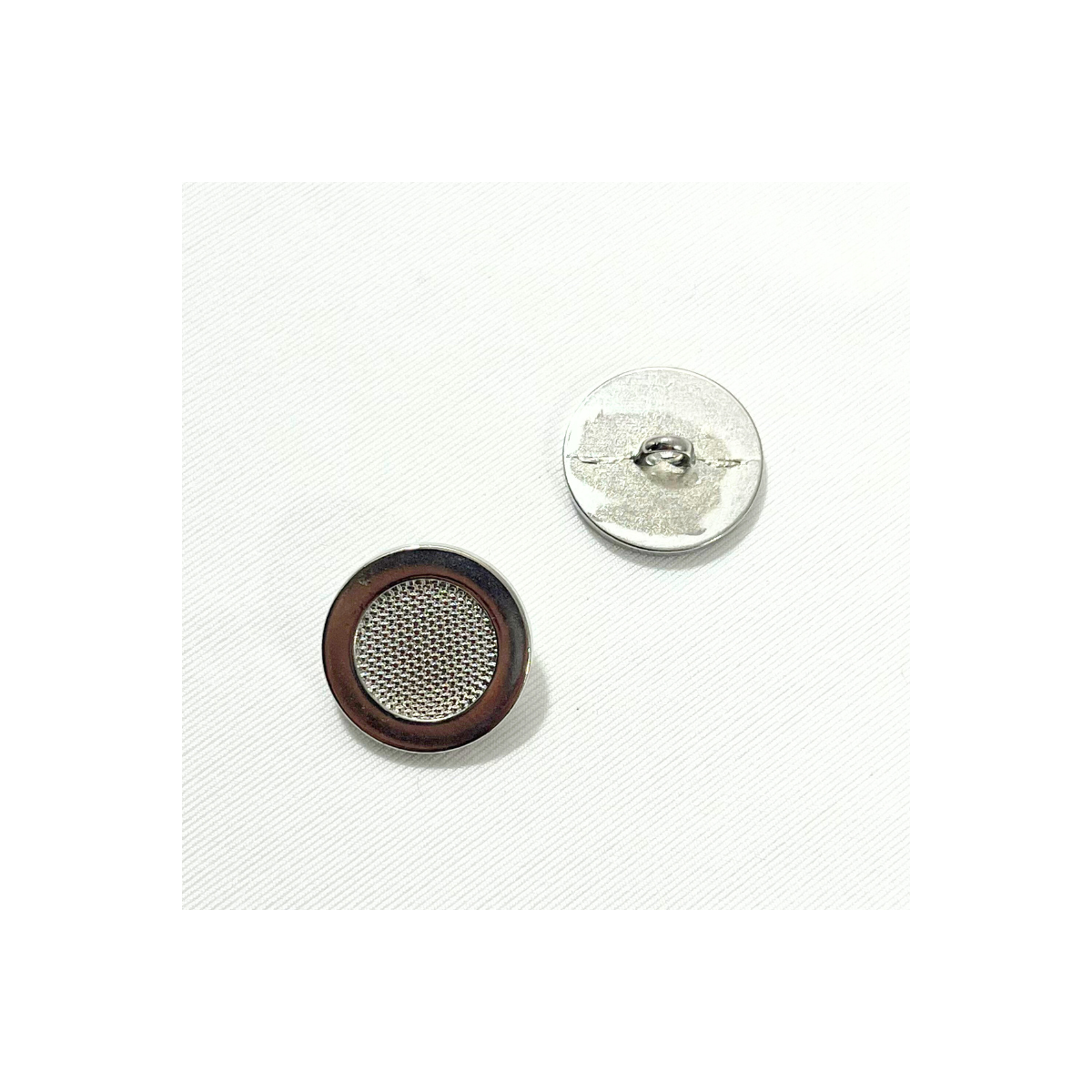 Bouton métallique - Argent quadrillé - 20mm