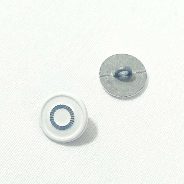 Bouton métallique - Cercle blanc - 15mm