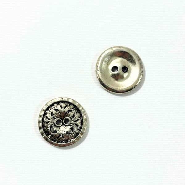 Bouton métallique - Argent vieilli - 20mm