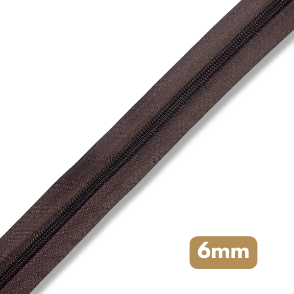 Fermeture au mètre - maille spirale 6mm - Marron bois