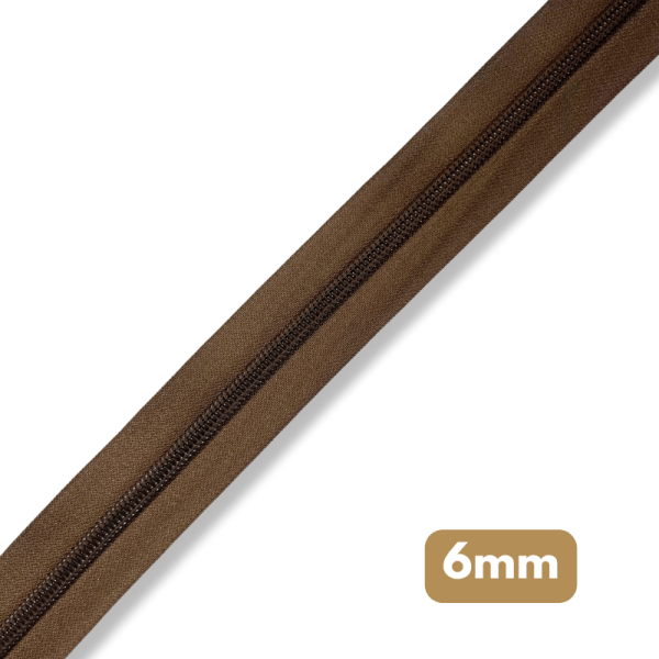 Fermeture au mètre - maille spirale 6mm - Marron