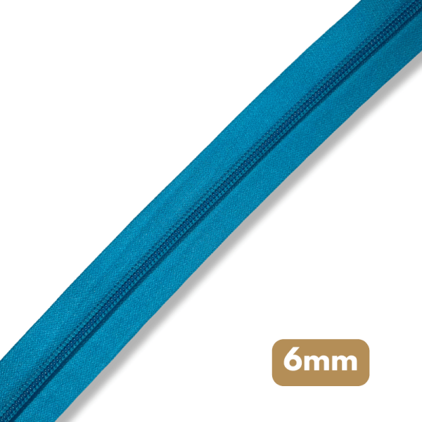Fermeture au mètre - maille spirale 6mm - Bleu canard