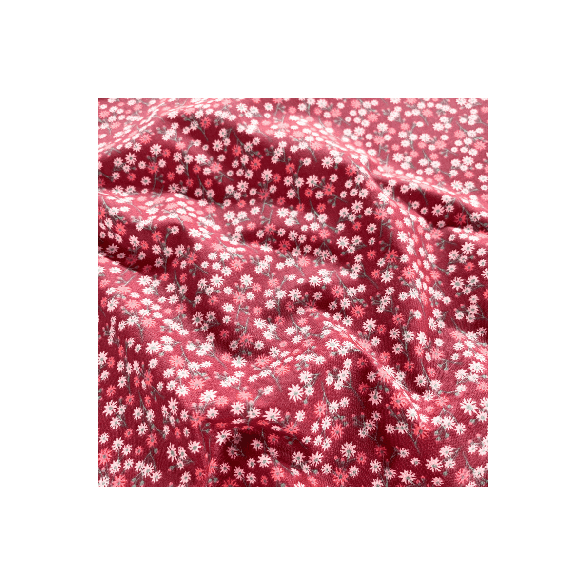 Popeline imprimé 160 large - Fleurs blanche/Rose