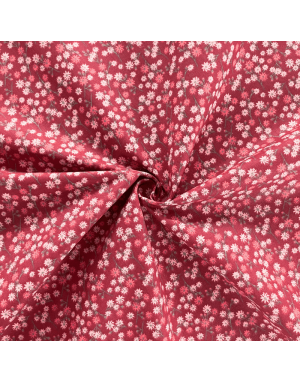 Popeline imprimé 160 large - Fleurs blanche/Rose