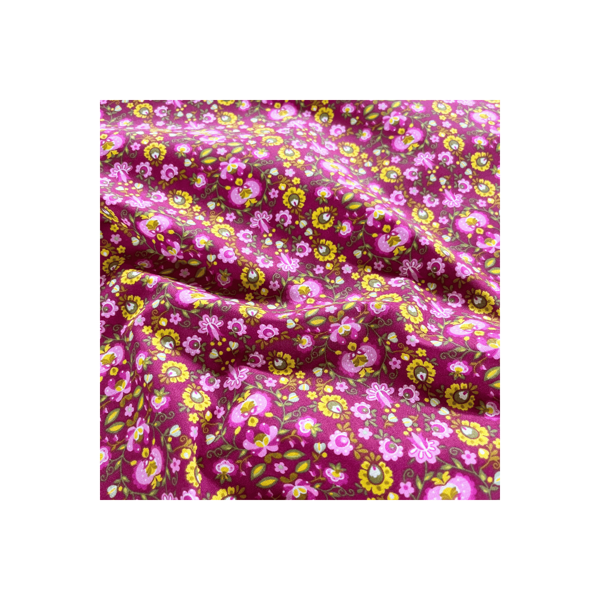 Popeline imprimé 160 large - Fleurs fushia