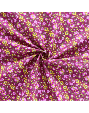 Popeline imprimé 160 large - Fleurs fushia