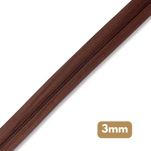 Fermeture au mètre - maille spirale 3mm - Marron chocolat