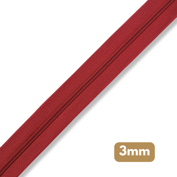 Fermeture au mètre - maille spirale 3mm - Rouge