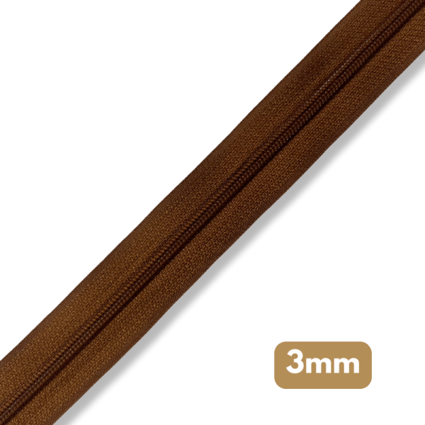 Fermeture au mètre - maille spirale 3mm - Marron