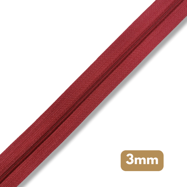 Fermeture au mètre - maille spirale 3mm - Rouge cerise