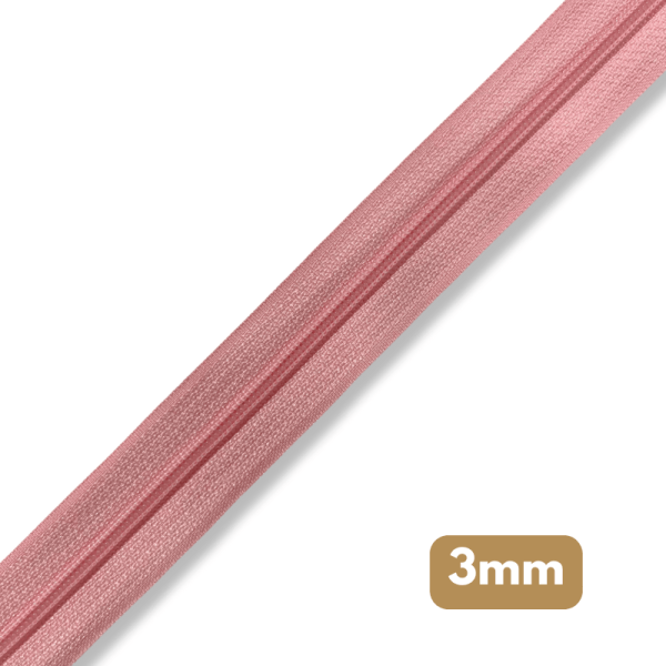 Fermeture au mètre - maille spirale 3mm - Rose clair