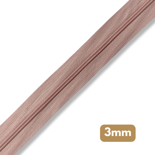 Fermeture au mètre - maille spirale 3mm - Très vieux rose