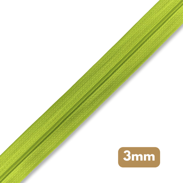 Fermeture au mètre - maille spirale 3mm - Vert anis