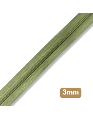 Fermeture au mètre - maille spirale 3mm - Vert mousse
