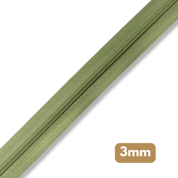 Fermeture au mètre - maille spirale 3mm - Vert mousse