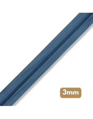 Fermeture au mètre - maille spirale 3mm - Bleu ardoise