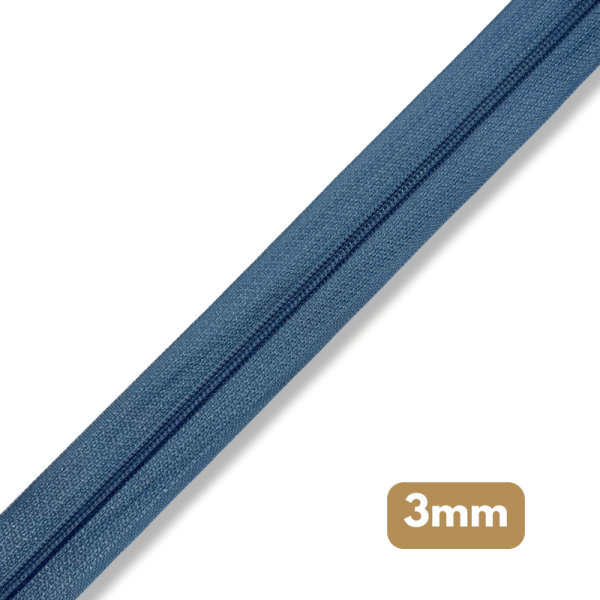 Fermeture au mètre - maille spirale 3mm - Bleu ardoise