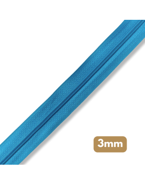 Fermeture au mètre - maille spirale 3mm - Bleu cyan