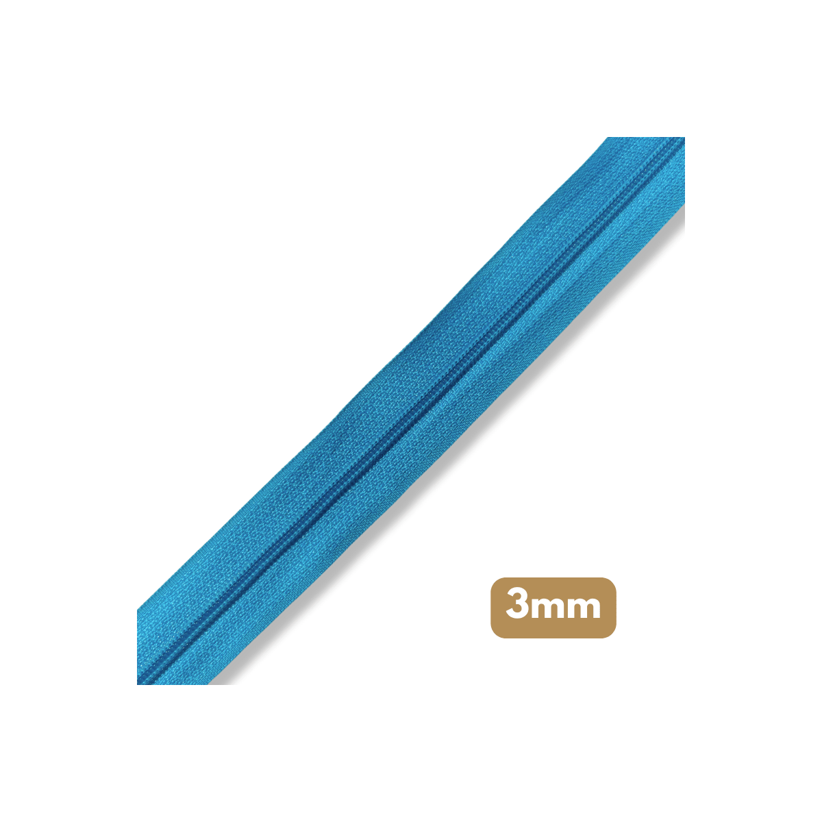 Fermeture au mètre - maille spirale 3mm - Bleu cyan