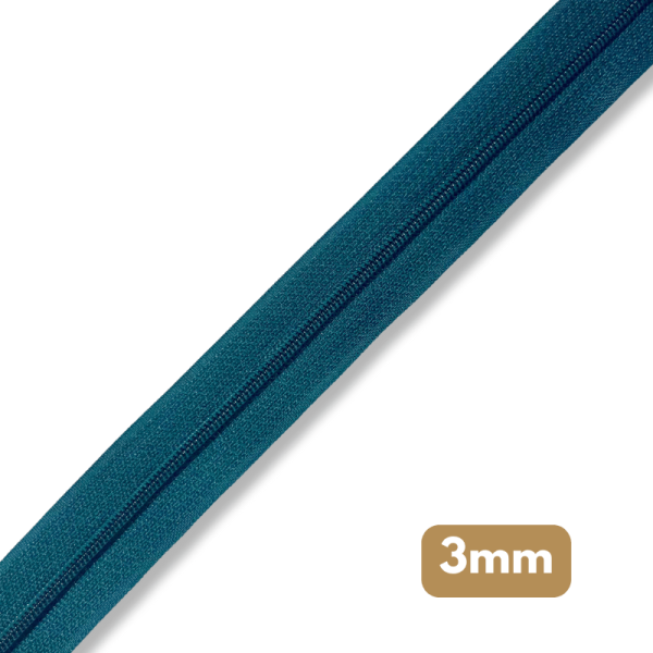 Fermeture au mètre - maille spirale 3mm - Bleu canard