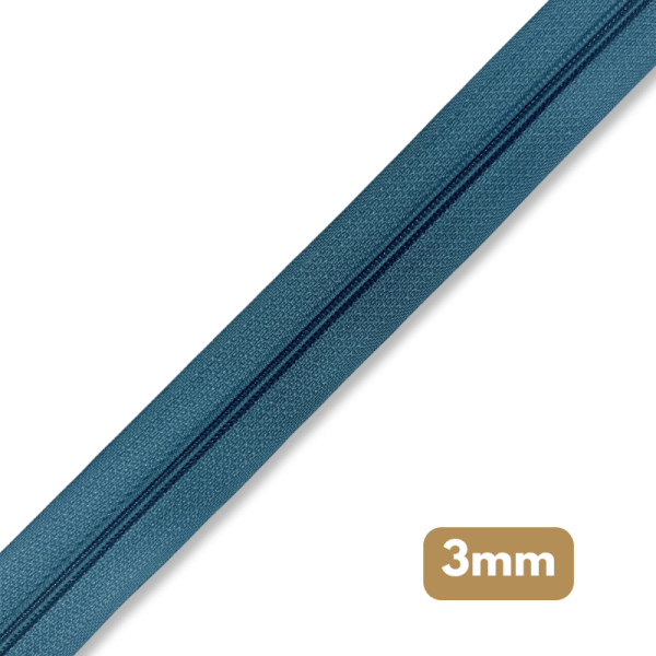 Fermeture au mètre - maille spirale 3mm - Bleu canard clair