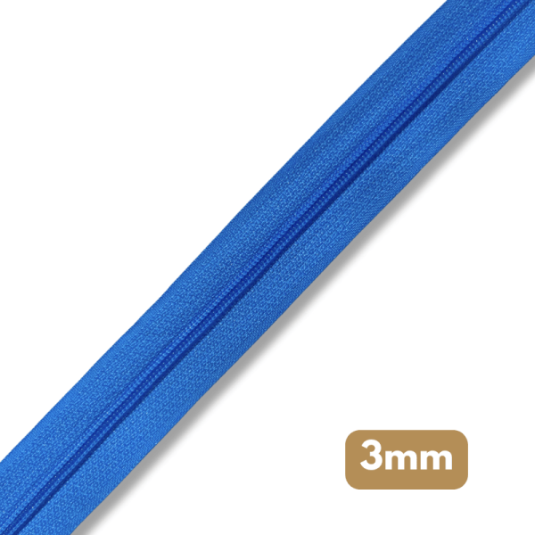 Fermeture au mètre - maille spirale 3mm - Bleu