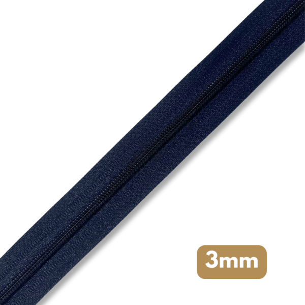 Fermeture au mètre - maille spirale 3mm - Bleu marine